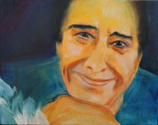 Portræt Bodil Udsen malet i olie på lærred