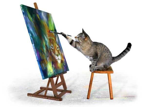 kunstmaler katten maler selvportræt af los