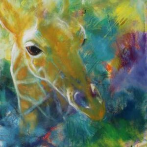 maleri af giraf på farverig baggrund