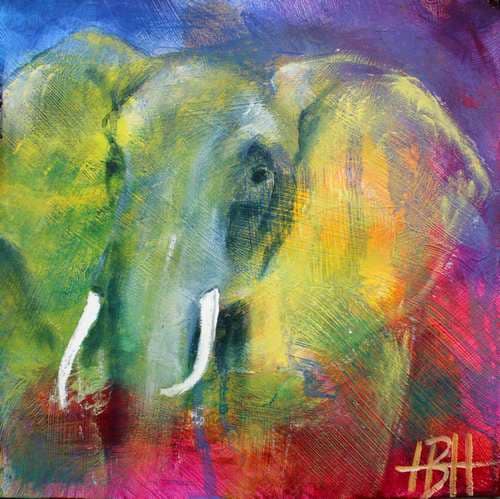 små malerier på træplader elefantmaleri