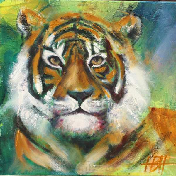 Maleri af tigerhoved