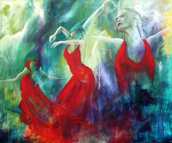 Portræt maleri af Flamencodanseren Selene Munoz