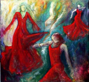 Stort Dansemaleri af flamencodansere