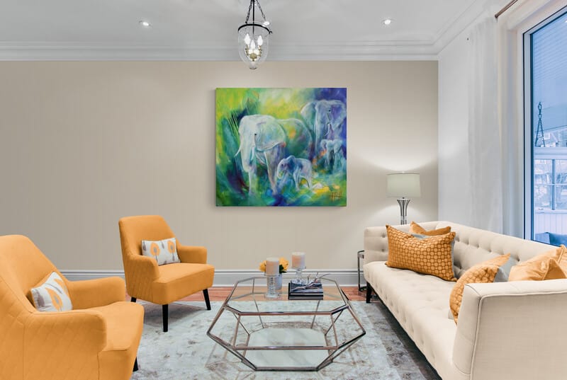 elefantmaleri i stuen