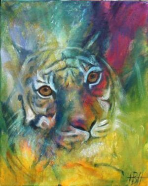 farverigt maleri af en tiger