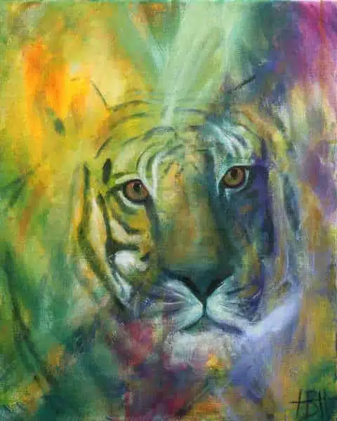 maleri af tiger i mange farver