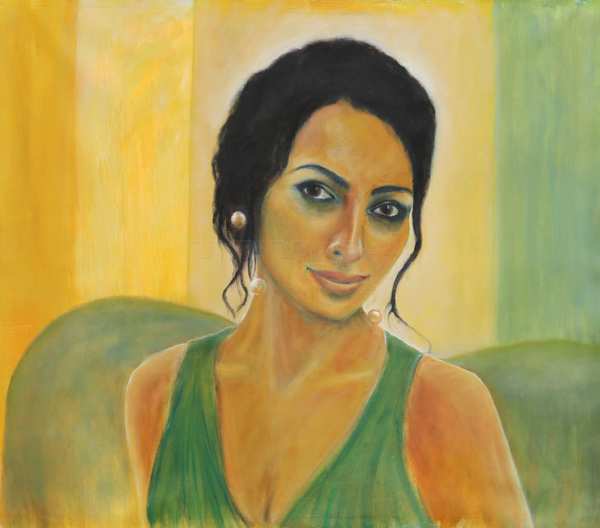portræt maleri af smuk georgisk kvinde
