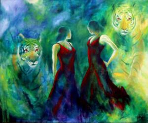 maleri af flamencodansere og tigre -maleri af dansernes kraft