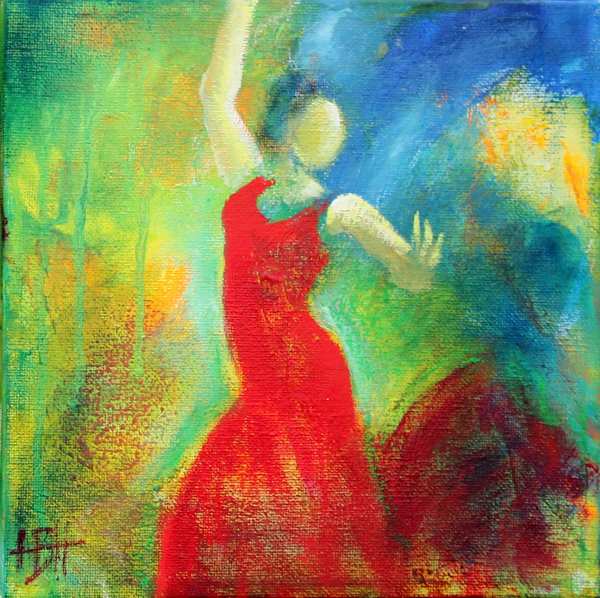 Lille maleri af flamenco danser