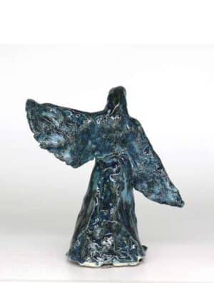 Blå fugledanser Glaseret keramik skulptur