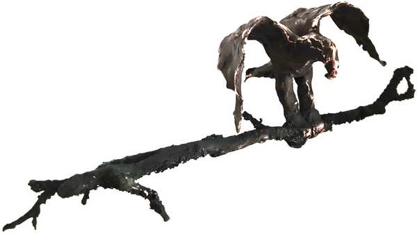 Ørn på gren bronzeskulptur