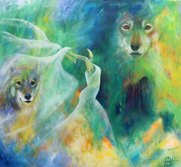 Maleri af danser og ulve - ulven som totemdyr