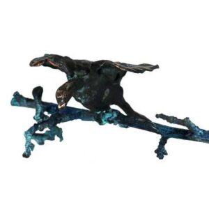 Blåpatineret bronzefugl på gren - unika