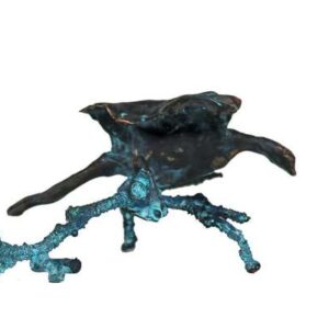 Blåpatineret bronzefugl på gren - unika