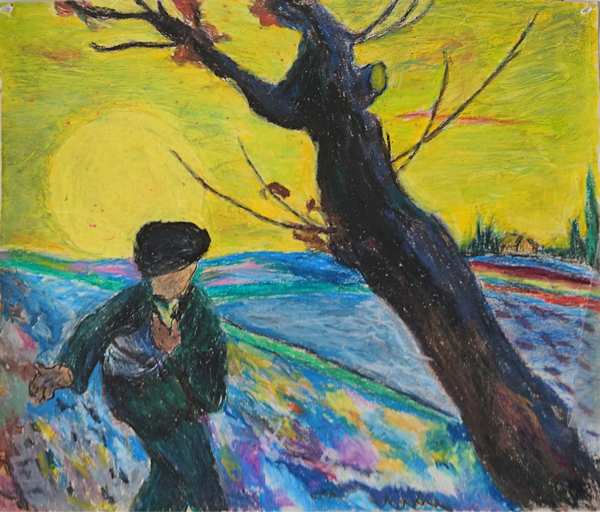 Kunstmaler in spe kopierer de store mestrer