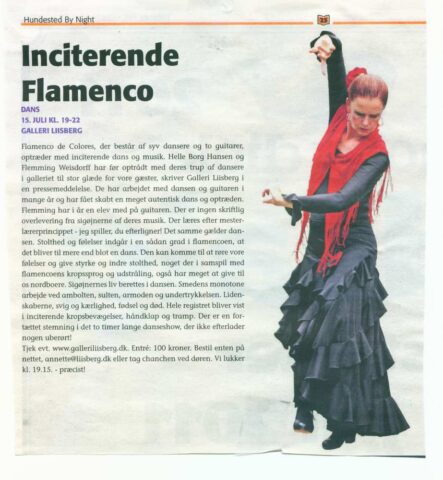 Presseomtale om Flamencooptræden i GalleriLiisberg i 2011