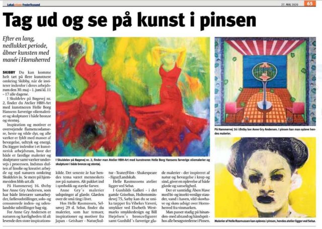 Presseomtale til kunst i pinsen 2020 i Lokalavisen Frederikssund